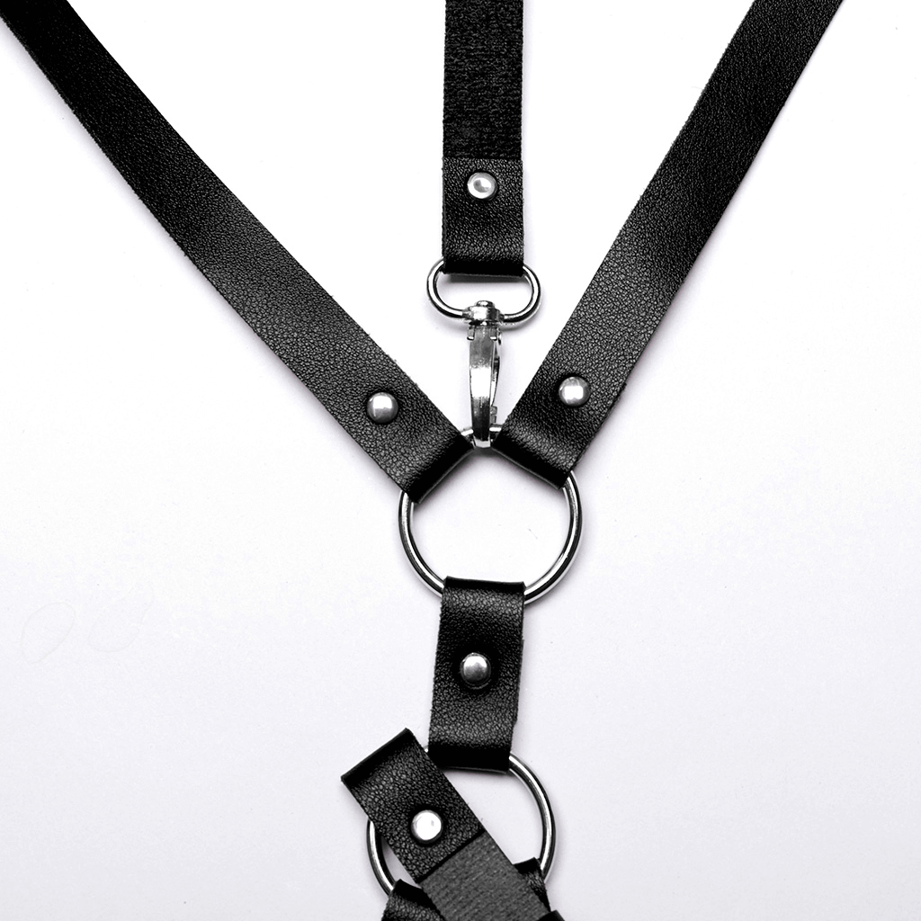 Gothic-inspired Strappy Faux Leather Harness for Women