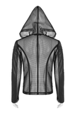 Gothic-Inspired Urban Leather Mesh Zip-Up Hoodie for Men