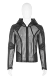 Gothic-Inspired Urban Leather Mesh Zip-Up Hoodie for Men
