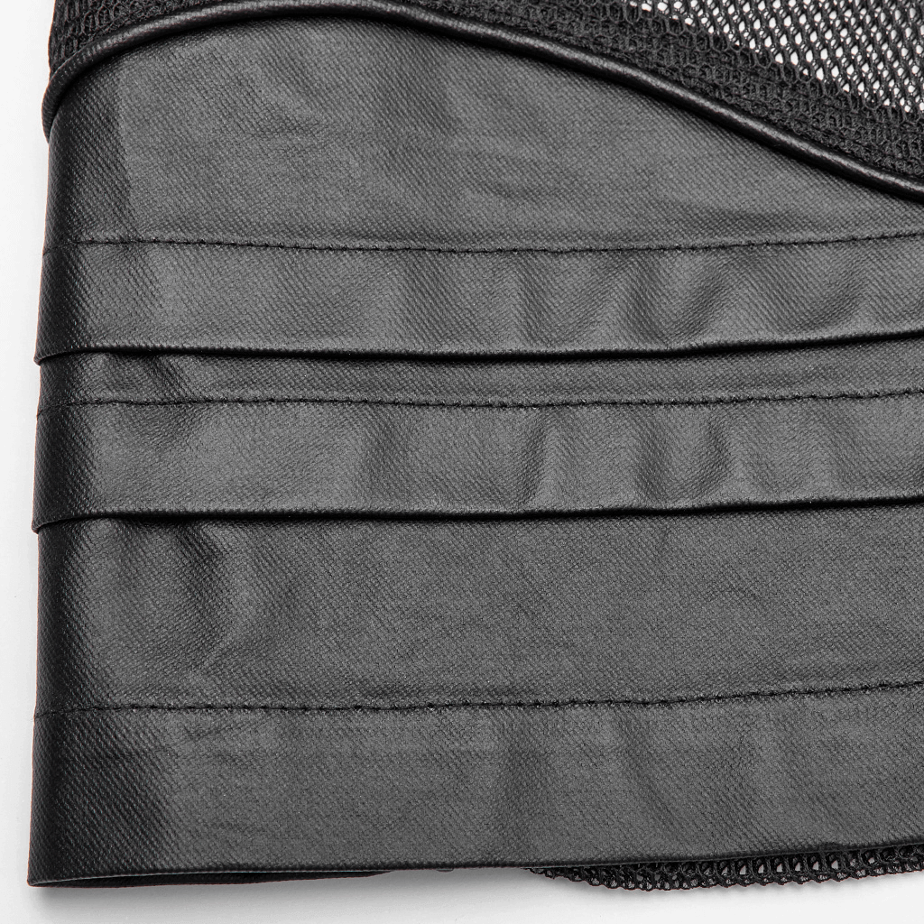 Gothic-Inspired Urban Leather Mesh Zip-Up Hoodie for Men