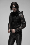 Gothic-Inspired Urban Leather Mesh Zip-Up Hoodie for Men