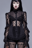 Gothic Lace Beading Blouse: Women's Shirt with Long Sleeve