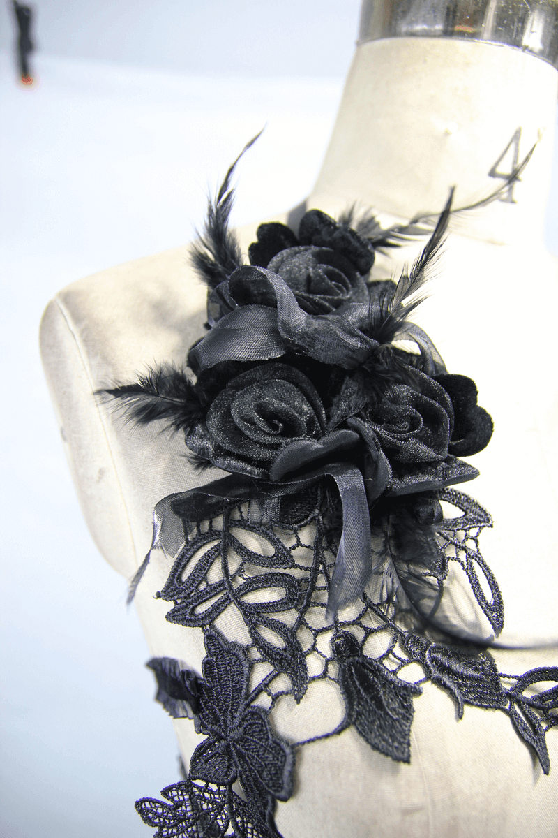 Gothic Lace Chest Harness Top / Rose Backless Top