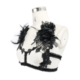 Gothic Lace Chest Harness Top / Rose Backless Top