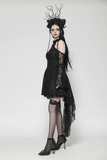 Gothic Lace Dress with Heart Cutouts and Ruffled Details