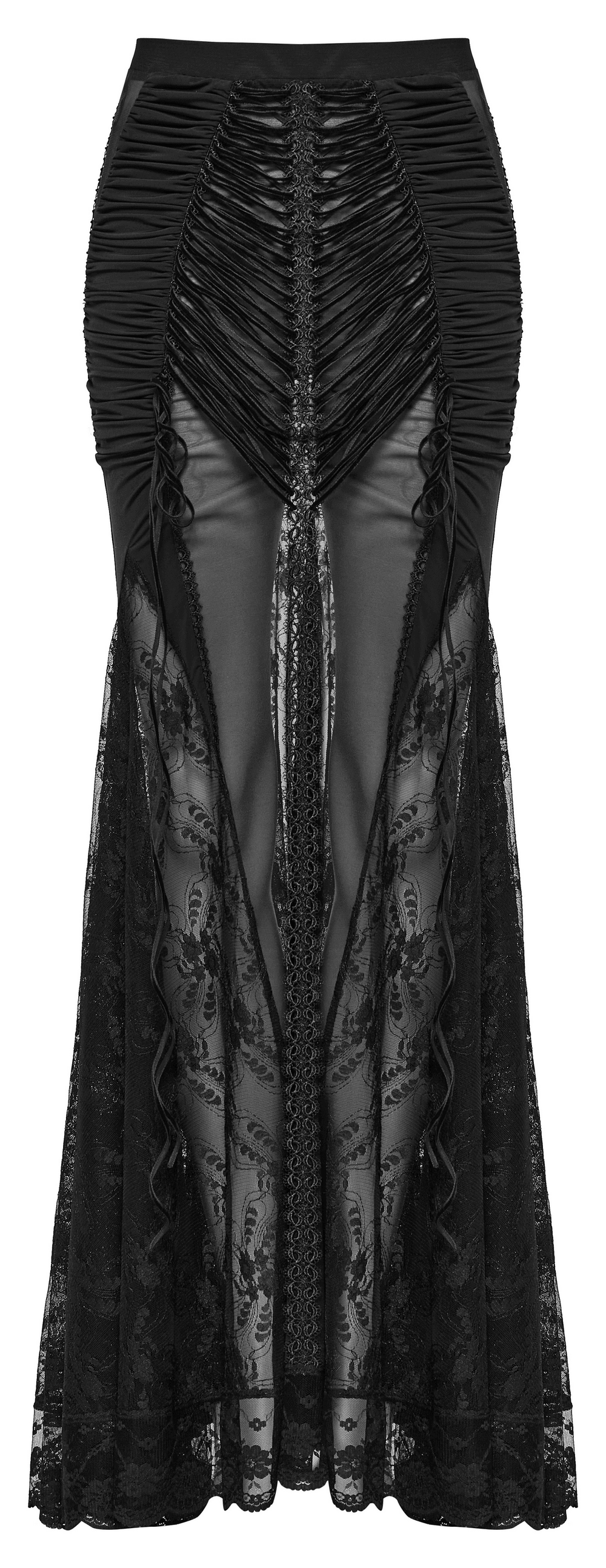 Gothic Lace Sheer Long Slim Skirt - Wrapped Style for Women