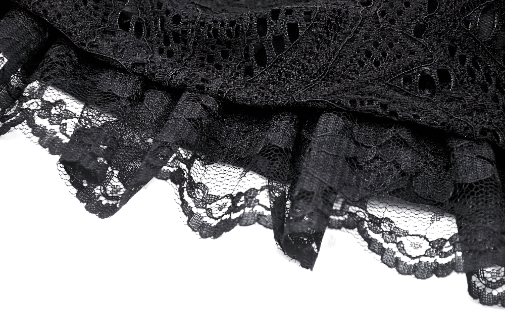 Gothic Lace Skirt Featuring Faux Leather Corset Accents