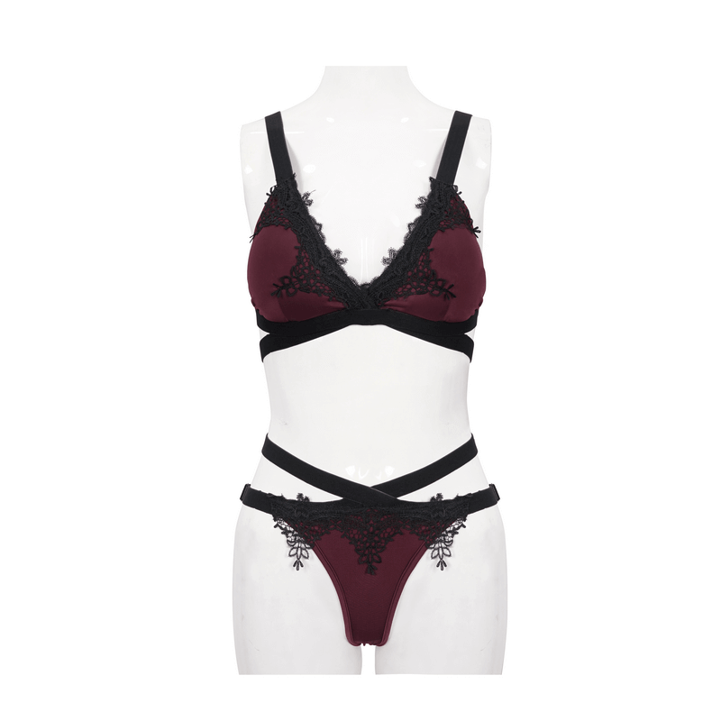 Gothic Lace Swimsuit / Elegant Burgundy Bikini