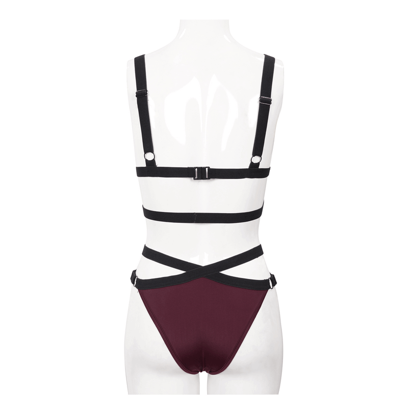 Gothic Lace Swimsuit / Elegant Burgundy Bikini