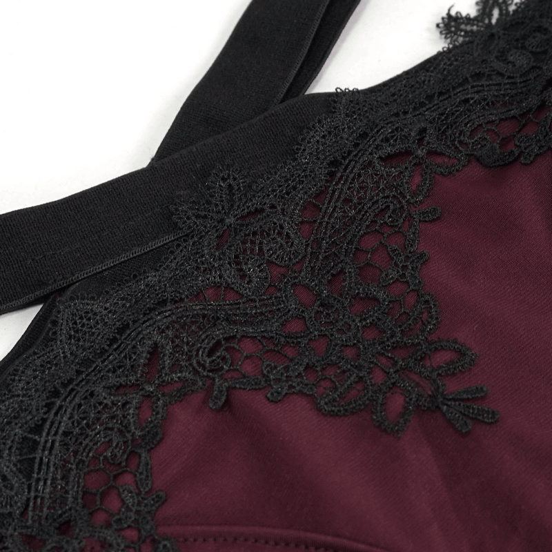 Gothic Lace Swimsuit / Elegant Burgundy Bikini