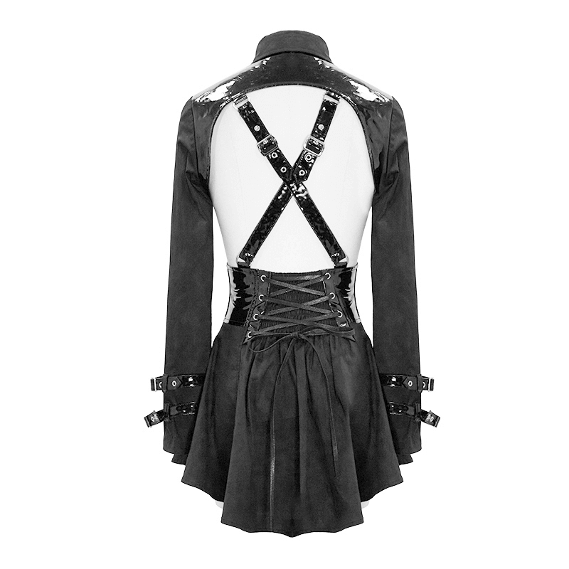 Gothic Lace-up Back Shirt / Punk Hollow Blouse