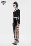 Gothic Lace-Up Black Crop Top With Sexy Cut-Outs