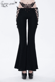Gothic Lace-Up Flared Pants: Women's Sexy Black Trousers