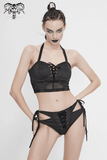 Gothic Lace-up Neckline Bikini Top / Women's Beachwear