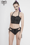 Gothic Lace-up Neckline Bikini Top / Women's Beachwear