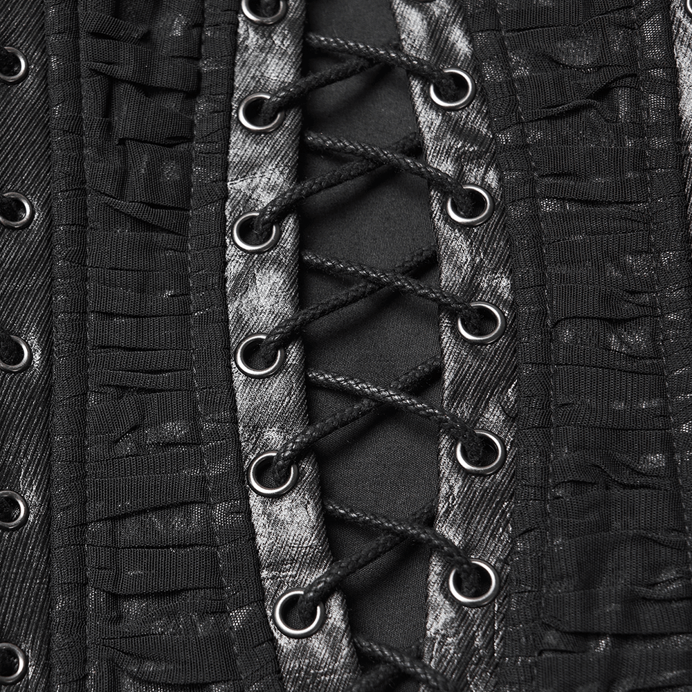 Gothic Lace-Up Strapless Black Tube Corset Top