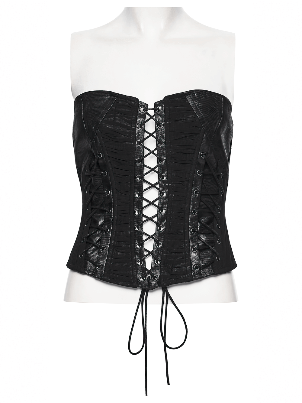 Gothic Lace-Up Strapless Black Tube Corset Top
