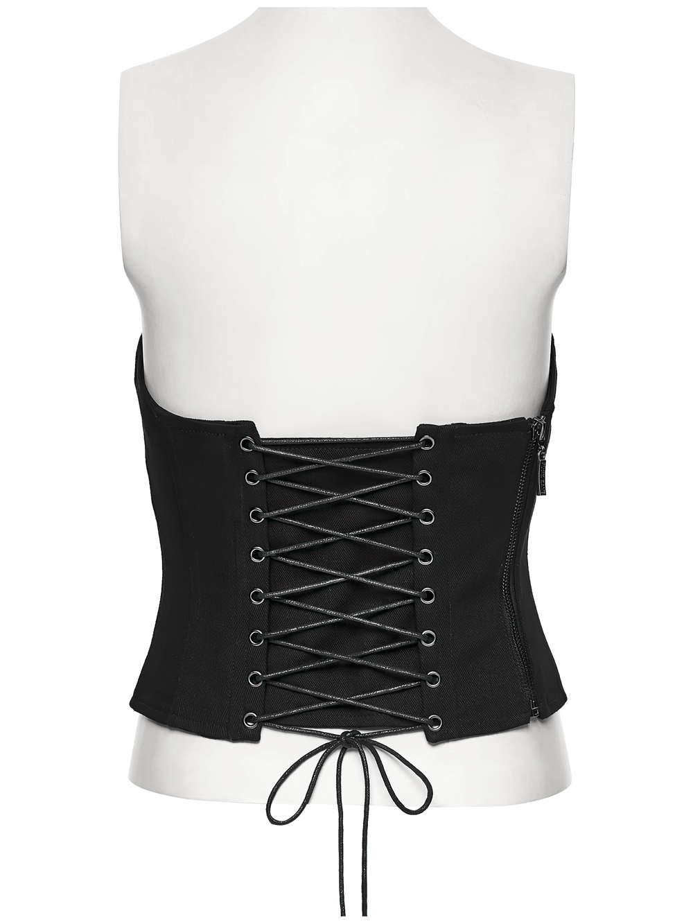 Gothic Lace-Up Strapless Black Tube Corset Top