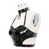 Gothic Leather Halter Top: Vinil Crop Top with Spiked Rivets