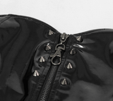 Gothic Leather Halter Top: Vinil Crop Top with Spiked Rivets