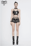 Gothic Leather Halter Top: Vinil Crop Top with Spiked Rivets