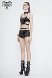 Gothic Leather Halter Top: Vinil Crop Top with Spiked Rivets
