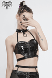 Gothic Leather Halter Top: Vinil Crop Top with Spiked Rivets