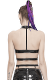 Gothic Leather Halter Top: Vinil Crop Top with Spiked Rivets