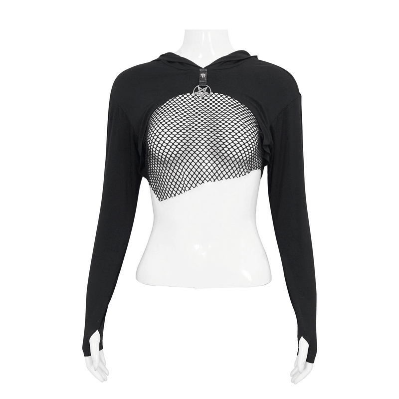 Gothic Long Sleeves Top: Women's Lace-up Transparent Blouse