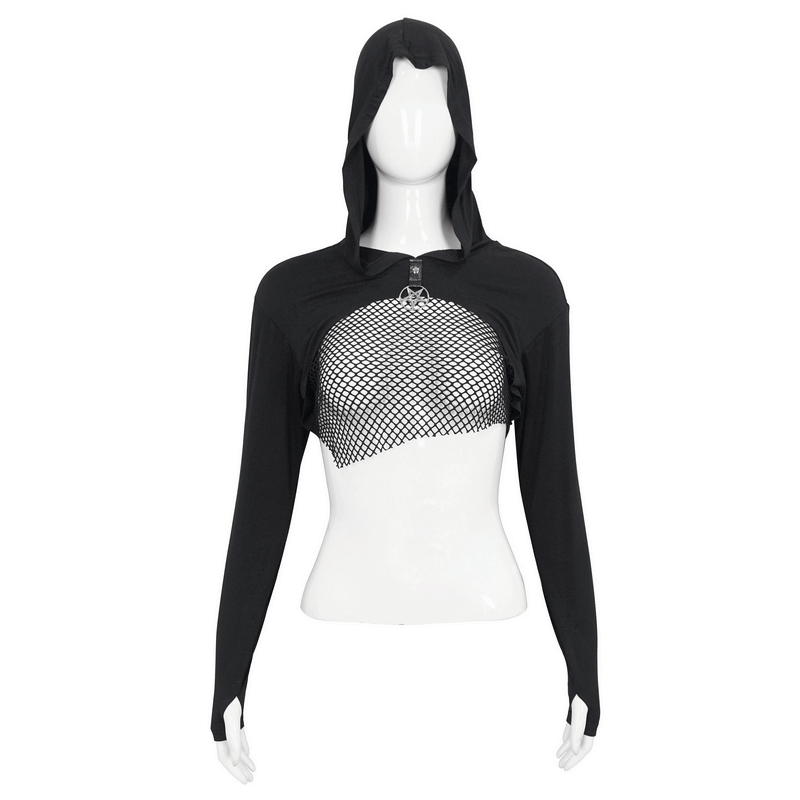 Gothic Long Sleeves Top: Women's Lace-up Transparent Blouse