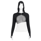 Gothic Long Sleeves Top: Women's Lace-up Transparent Blouse