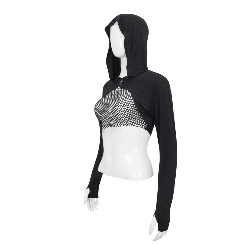 Gothic Long Sleeves Top: Women's Lace-up Transparent Blouse