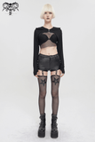 Gothic Long Sleeves Top: Women's Lace-up Transparent Blouse