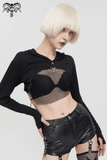 Gothic Long Sleeves Top: Women's Lace-up Transparent Blouse