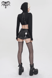 Gothic Long Sleeves Top: Women's Lace-up Transparent Blouse