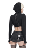 Gothic Long Sleeves Top: Women's Lace-up Transparent Blouse