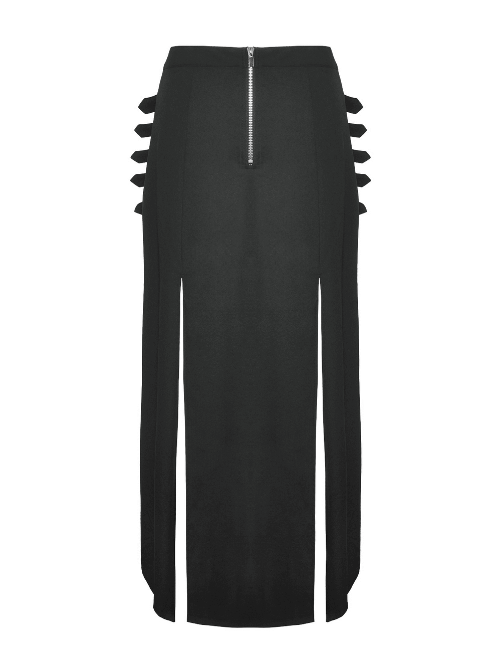 Gothic Maxi Skirt with Side Slits and Buckle Straps