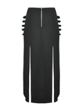 Gothic Maxi Skirt with Side Slits and Buckle Straps