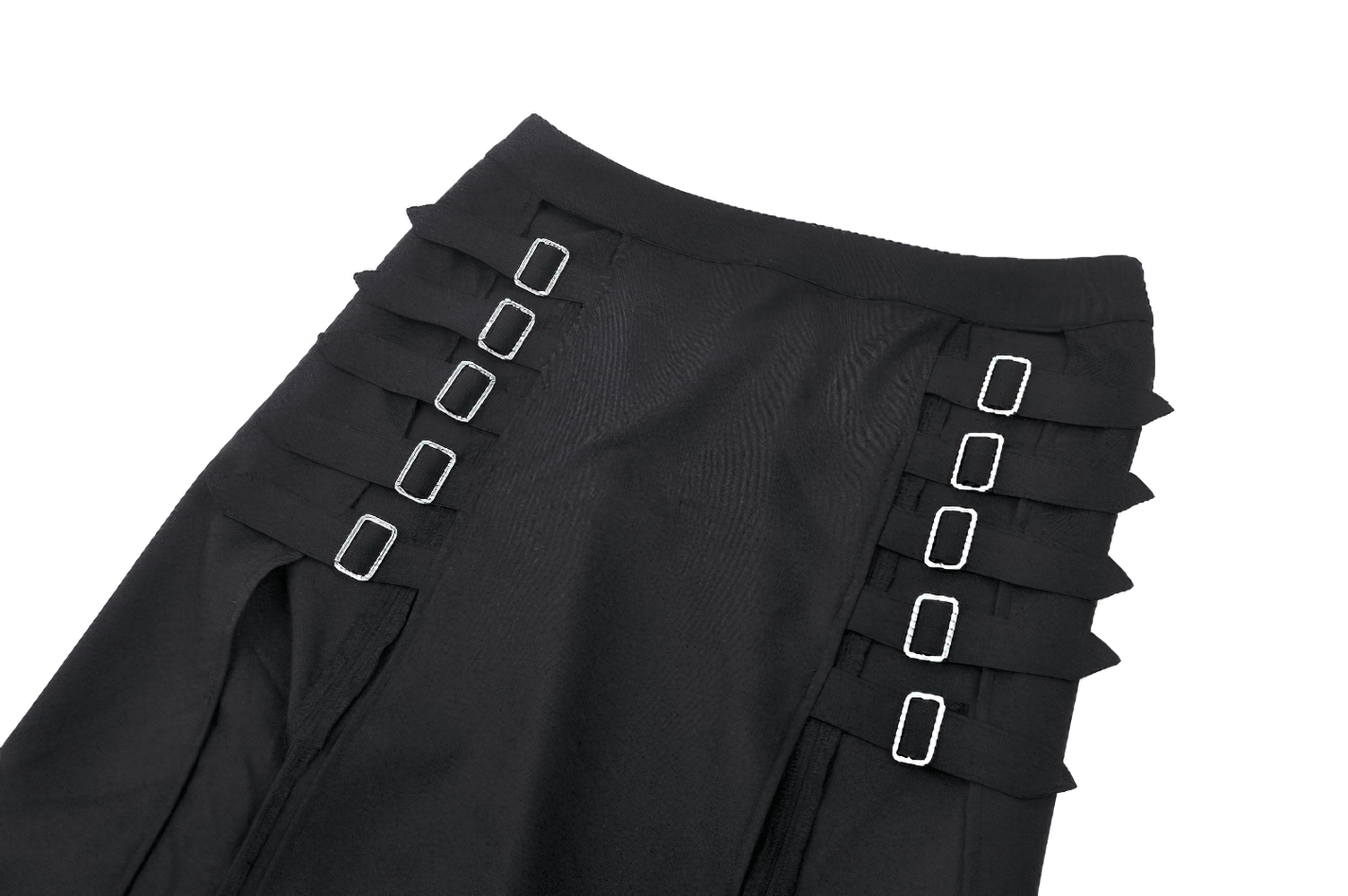 Gothic Maxi Skirt with Side Slits and Buckle Straps