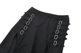 Gothic Maxi Skirt with Side Slits and Buckle Straps