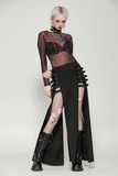 Gothic Maxi Skirt with Side Slits and Buckle Straps