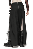 Gothic Maxi Skirt with Side Slits and Buckle Straps