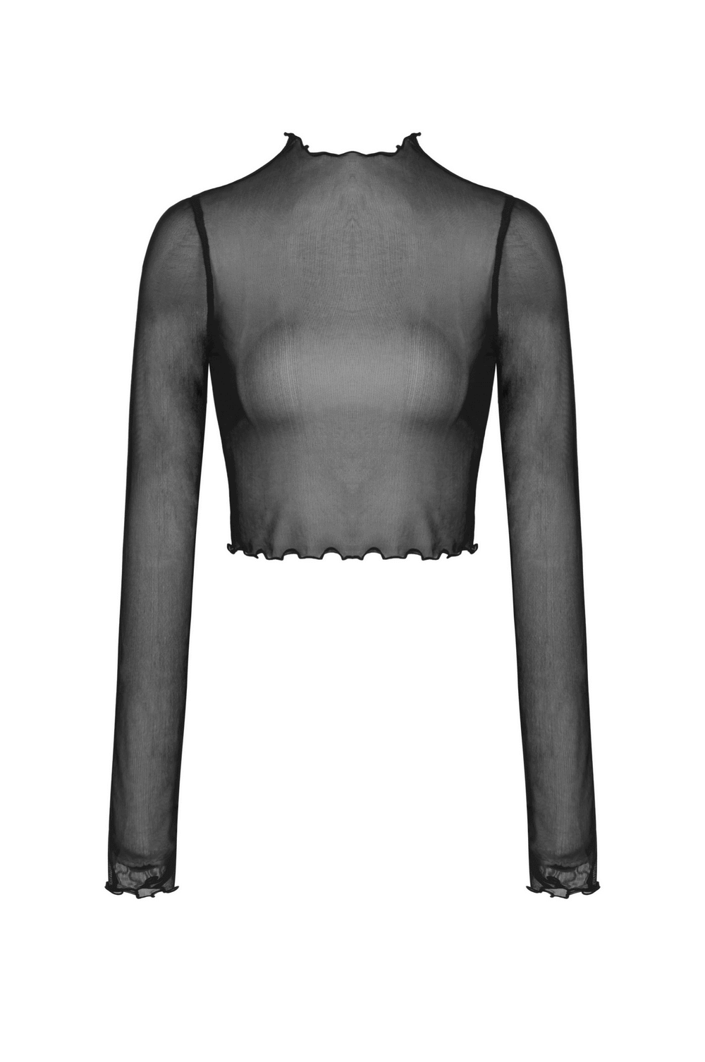 Gothic Mesh Crop Top with Long Sleeves - Edgy Rave Wear
