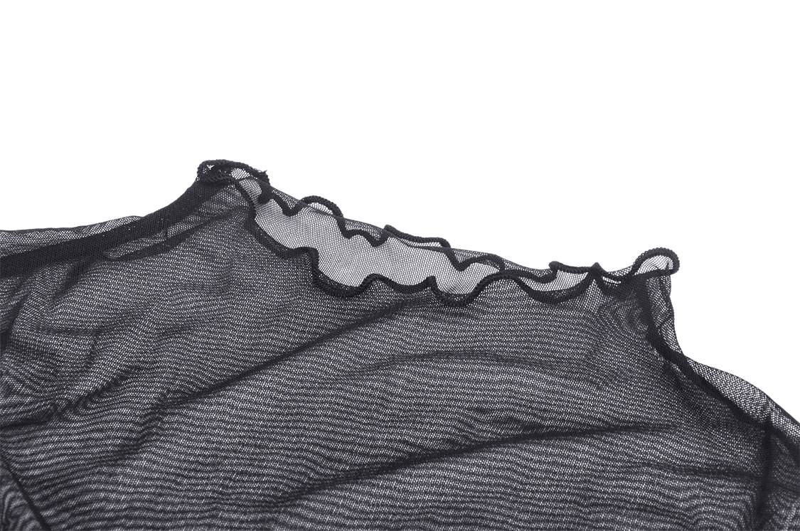 Gothic Mesh Crop Top with Long Sleeves - Edgy Rave Wear