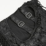 Gothic Mesh Flared Pants with Side Buckle Belts