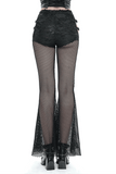 Gothic Mesh Flared Pants with Side Buckle Belts