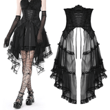 Gothic Mesh Skirt with Corset-Style Belt for Women