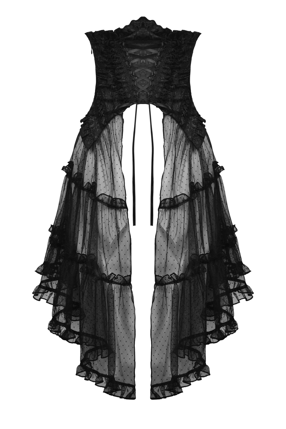 Gothic Mesh Skirt with Corset-Style Belt for Women