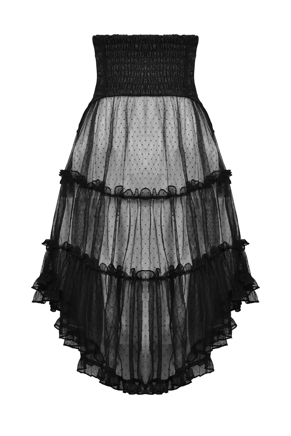 Gothic Mesh Skirt with Corset-Style Belt for Women