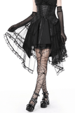 Gothic Mesh Skirt with Corset-Style Belt for Women
